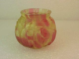 Northwood Leaf Mold Pattern Glass Toothpick Holder With Ruby And White Spatter