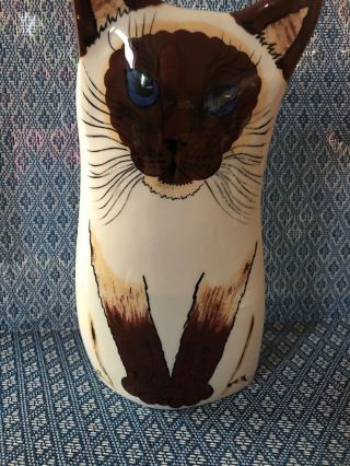 Cats By Nina Lyman - Ceramic 8 " Siamese Cat Vase - Blue Eyes