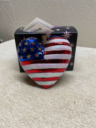Christopher Radko Brave Heart Christmas Ornament Commemorating 9/11 Heart W/ Tag