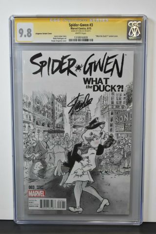 Spider - Gwen 3 (2015) Cgc Graded 9.  8 Signature Series Signed Stan Lee Variant