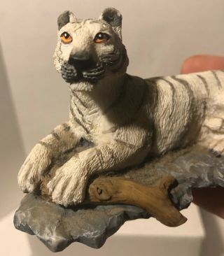 White Tiger Laying In The Wild Statue Figurine