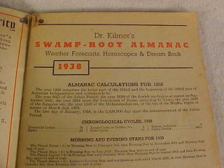 1938 SWAMP ROOT ALMANAC,  Dr.  Kilmer & Co. ,  Binghamton,  N.  Y. 2