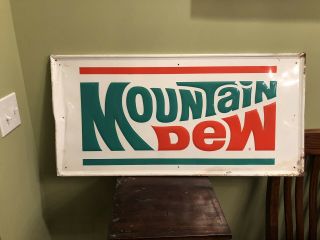 Vintage Mountain Dew Soda Pop Gas Station 35 " Embossed Metal Sign