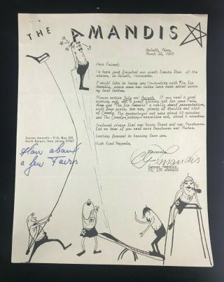 Promotional Letter From " The 6 Amandis " Circus Act