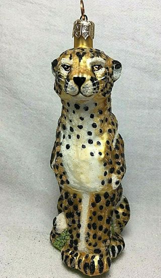 Slavic Treasures Glass Ornament Cheetah Figure 5.  25 " Made In Poland - No Tag