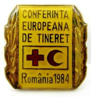 Vintage Old Red Cross And Red Crescent European Youth Conference 1984 Pin Badge