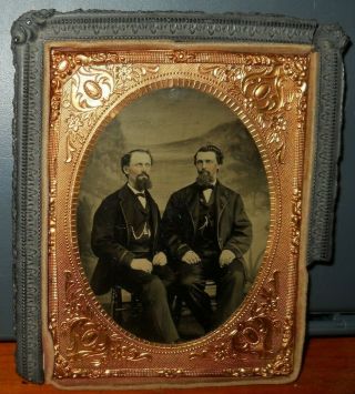 Quarter Plate Tintype Of Gentleman In Broken Frame