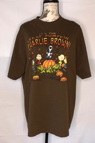 Peanuts It’s The Great Pumpkin Charlie Brown Graphic Tee Halloween Shirt Size Xl