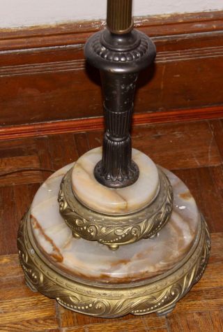 Vintage Cast Floor Lamp,  Ornate Base With Marble Insert