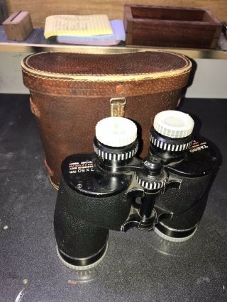 Vintage Tasco Binoculars W/ Leather Case 7x50mm Feather Weight Mag Body