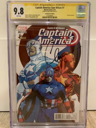 Captain America: Sam Wilson 7 Signed By Chris Evans,  Marvel Comics Ss Cgc 9.  8