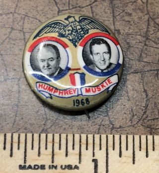 Hubert Humphrey & Muskie VINTAGE (1968) Presidential Campaign Pin 2