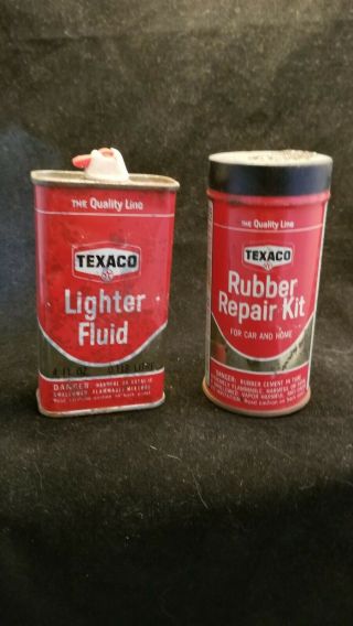 Texaco Tire Tube Rubber Repair Patch Kit & Texaco Lighter Can Gas Oil Handy