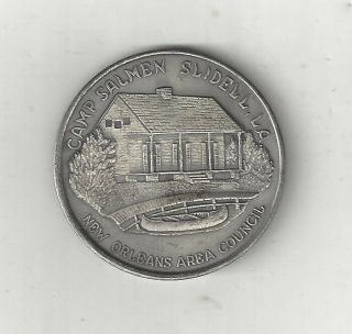 Vintage Bsa Boy Scouts America Orleans Council Camp Salmen Coin Medal Sharpe