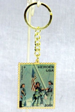 First Class Stamp Heros Usa Twin Towers 2001 Keychain