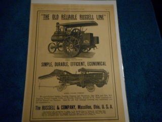 1911 Russell & Co.  Print Advertisement: Traction Engine & Cyclone Thresher Pics
