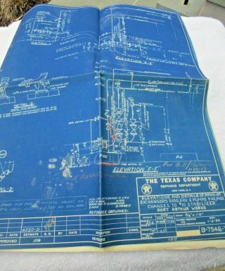 1956 Texaco Oil Refinery Elevations Details Piping Exchangers,  Port Arthur Texas