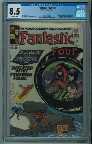 Fantastic Four 38 Cgc 8.  5 Kirby Art & Cover Off - White Pages 1965 008