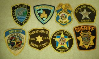 8 Different Wisconsin Police & Sheriff Patches