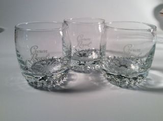 Vintage - Crown Royal - Etched Whisky Glasses - Set Of 3
