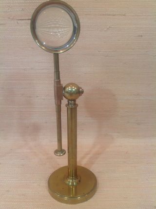 Vintage Table Top Magnifying Glass Brass Adjustable Made In Spain Desk Accessory