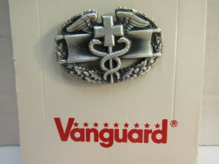 Us Army Combat Medic Badge Pin Insignia On Vanguard Card First Award Nos