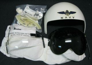 Flight Helmet,  Aph,  Hgu,  Rams Horn Dual Visor Kit,  Lg Gentex,  1980 