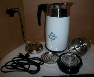 Vintage Corning Ware Blue Cornflower Electric 10 Cup Coffee Pot P - 80 - Ep