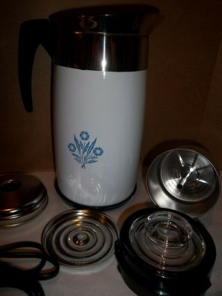 Vintage Corning Ware Blue Cornflower Electric 10 Cup Coffee Pot P - 80 - EP 2