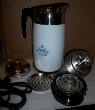 Vintage Corning Ware Blue Cornflower Electric 10 Cup Coffee Pot P - 80 - EP 3