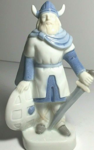 Viking Warrior With Sword Shield Helmet,  5 " Tall,  Unique Porcelain Figurine