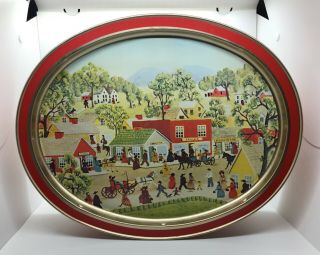 Vintage Sunshin Biscuits Large Oval Two Sided Cookie Tin American Folk Art