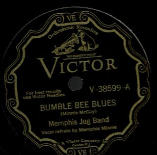 Prewar Blues 78 Vic 38599 Memphis Jug Band (w/memphis Minnie) Bumble Bee Bls