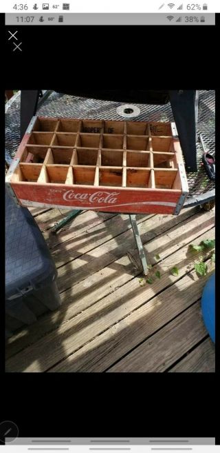 Vintage Coca - Cola Wooden Red Soda Pop Box 24 Bottle Crate Carrier Case Wood Coke