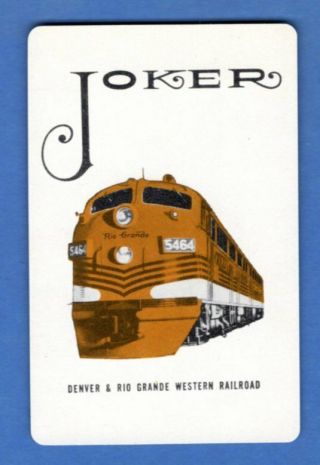 Single Swap Playing Card Joker Train Denver Rio Grande Western Railroad Vintage