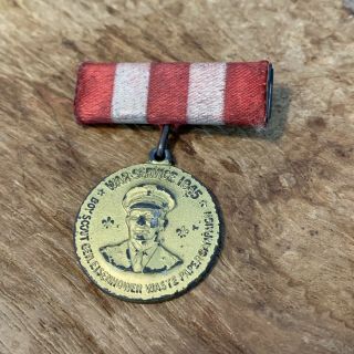 Boy Scout 1945 War Service Medal Ribbon Ww2 Award Waste Paper Money Campaign