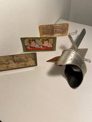 Antique Stereoscope 3d Viewer Wood Handle 1900 Exhibition Cards