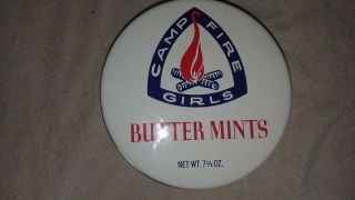 Vintage The Camp Fire Girls Butter Mints Candy Tin Can Girl Scout Collectibles