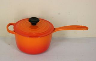 Le Creuset Flame Orange Red Enamel 7 " Cast Iron Lidded Pot Saucepan Lid