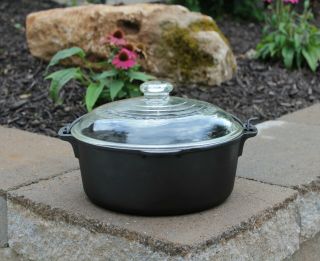 Wagner Ware 5 Qt Cast Iron Dutch Oven Cook Pot W Bail And Glass Lid Made In Usa