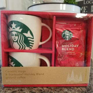 Starbucks Holiday Blend Ground Coffee 2017 14 Oz Mermaid Ceramic Mugs & Gift Set