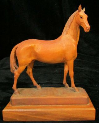 Vintage Anri Italy Carved Wood Horse Mare Figurine - Realistic Design