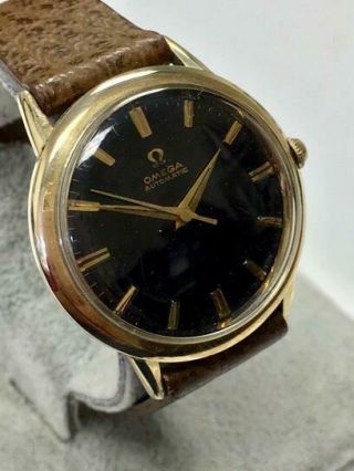 VINTAGE MEN ' S OMEGA AUTOMATIC WRIST WATCH W/ GREAT BLACK DIAL 3