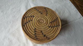 OLD VINTAGE NATIVE AMERICAN INDIAN BASKET WITH LID HANDWOVEN 2