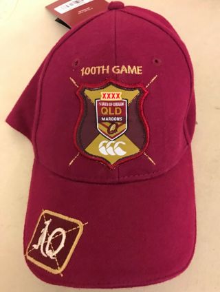 Queensland Maroons Qld State Of Origin 100th Game Team Logo Peak Hat