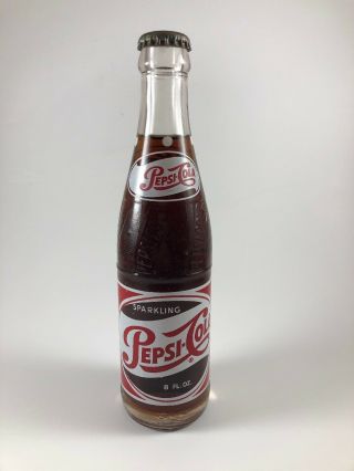 Vintage Glass Sparkling Pepsi Cola Bottle 8 Oz.  Full 1957 York Ny