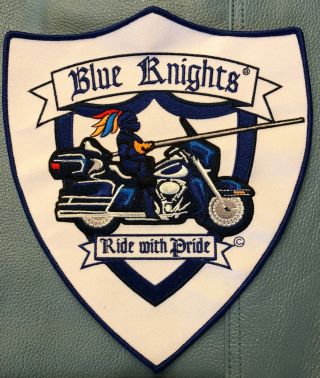 Blue Knight On Motorcycle Patch