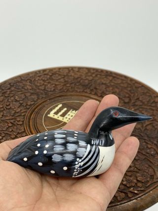 Vintage Small Hand Carved Wooden Loon,  Land & Sea Collectibles 1993