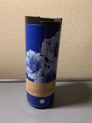 2019starbucks Stainless Steel Insulated Blue Floral 16 Oz Tumbler Cup