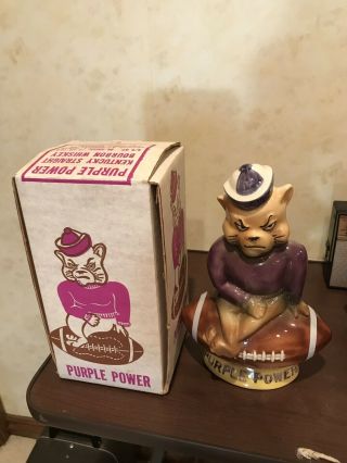 Vintage Kansas State University Willie Wildcat Purple Power Football Decanter